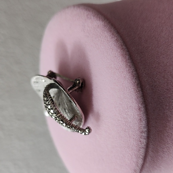 Theodore Fahrner Original Sterling Silver Marcasite FW Pearl Heart Brooch Pin - Picture 9 of 15